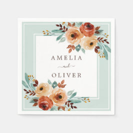 Aquarellfarben Rose Minze Grüne Hochzeit Serviette