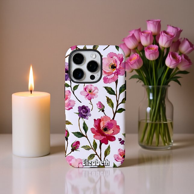 Aquarellfarben Rose Nahtloses Muster Case-Mate iPhone Hülle (Von Creator hochgeladen)