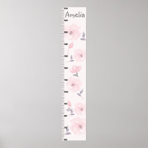 Aquarellfarben Rose Pink Growth Chart Behielt auf  Poster