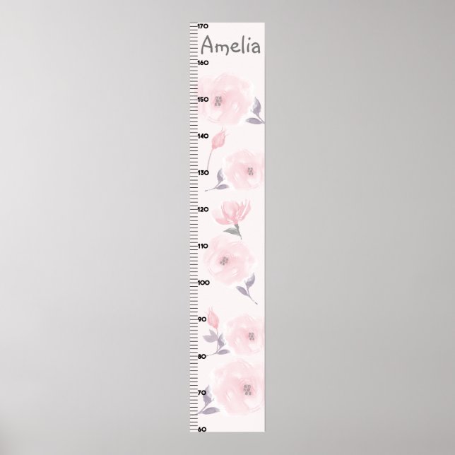 Aquarellfarben Rose Pink Growth Chart Behielt auf  Poster (Vorne)