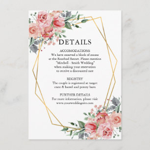 Aquarellfarben Rose Rosa BlumenzwiebelDETAILS Begleitkarte