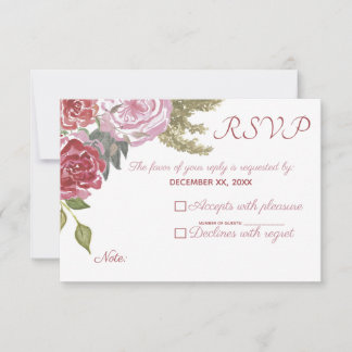 Aquarellfarben-Rose RSVP Karte