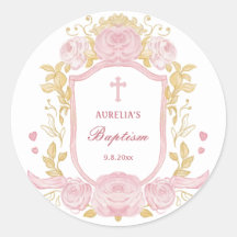Aquarellfarben Rose Wappen Taufe Große Aufkleber