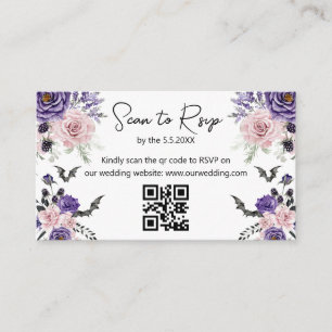 Aquarellfarben-Rose zwischen uAwg qr-Hochzeit Begleitkarte