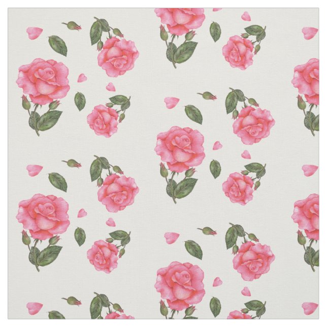 Aquarellfarben Rosen Blumenmuster Stoff (Muster)