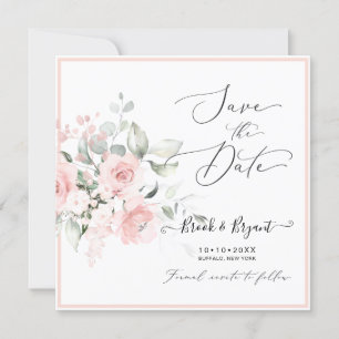Aquarellfarben Rosen Save the Date blush Pink Rose Einladung