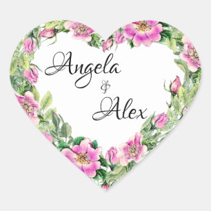 Aquarellfarben Rosenstraße und Gebirge Herz-Aufkleber