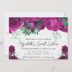Aquarellfarben Roses 16 . Geburtstag Einladung