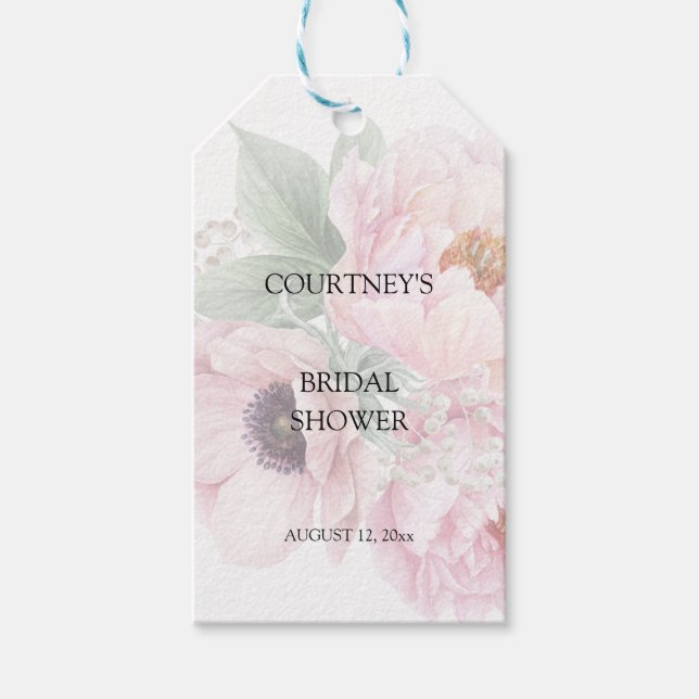 Aquarellfarben Roses Peonies Danke für Ihr Geschen Geschenkanhänger (Vorderseite)