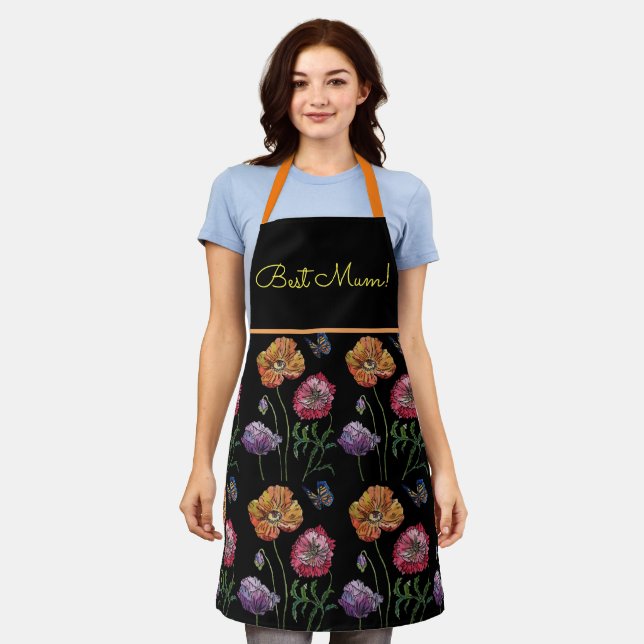 Aquarellfarben Rote Orangefarbene Schwarze Schürze (Getragen)