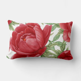Aquarellfarben Rote Rose Druck Lumbalkissen Lendenkissen