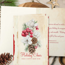 Aquarellfarben Rote weiße Pinienwälder Weihnachten