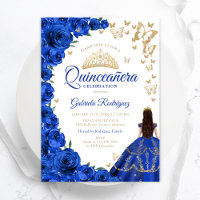 Aquarellfarben Royal Blauer Rose Quinceanera