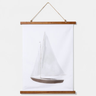 Aquarellfarben Sailboat Kinderzimmer Dekoration Wandteppich Mit Holzrahmen