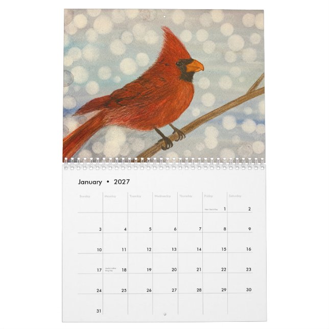 Aquarellfarben Saisondesigns Kalender (Jan 2027)