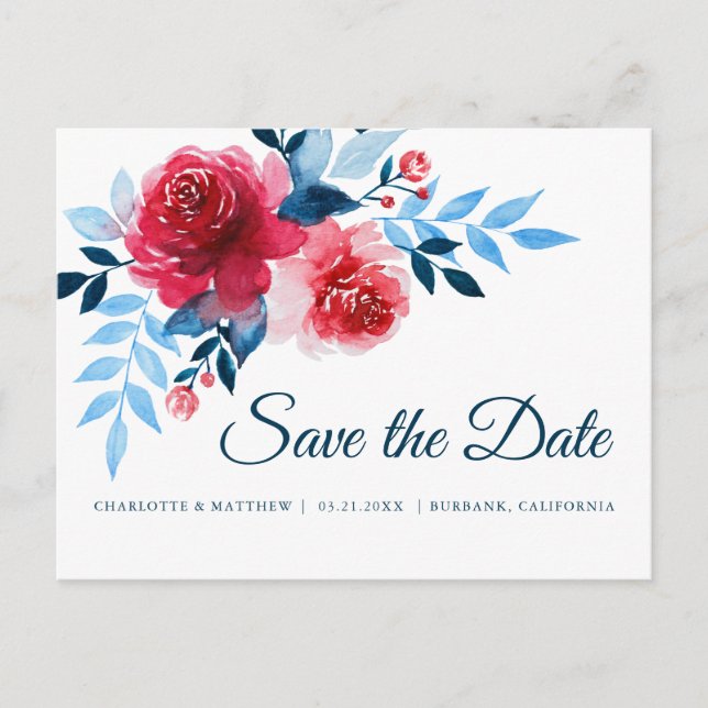 Aquarellfarben Save the Date Ankündigungspostkarte (Vorderseite)