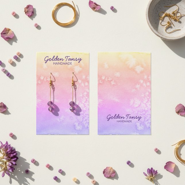 Aquarellfarben-Schmuckkarte für Nekklace (Watercolor Soft Sunset Earring Necklace Jewelry Display Card
)