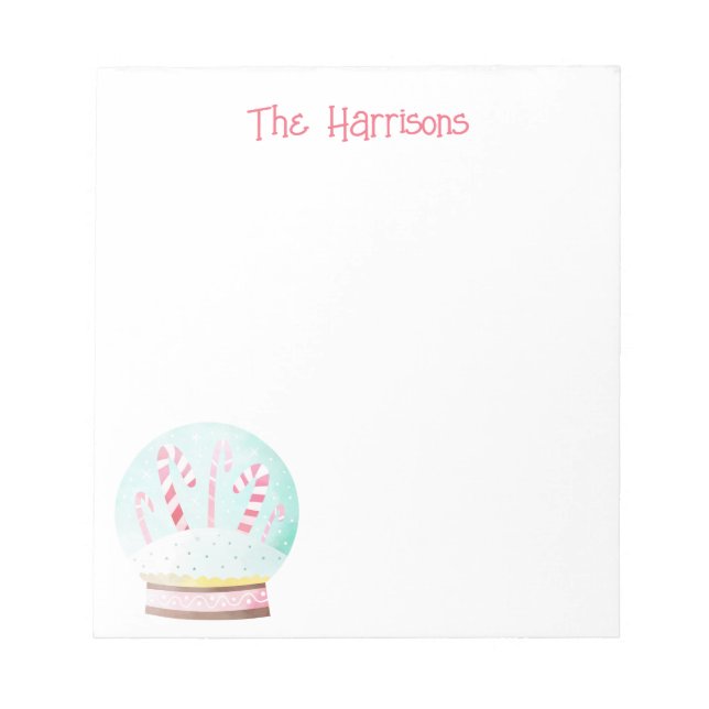 Aquarellfarben Schneeglobe Weihnachtsunterlage Notizblock (Vorderseite)