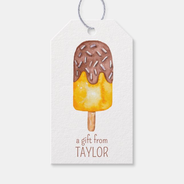 Aquarellfarben Schokolade Fudge Popsicle Geschenkt Geschenkanhänger (Vorderseite)