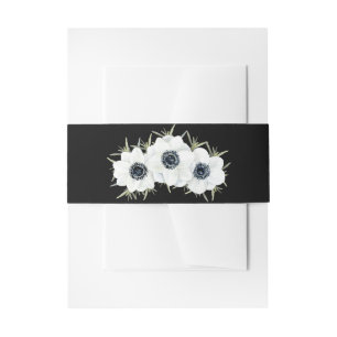 Aquarellfarben Schwarz-Weiß-Anemonen-Blüten Einladungsbanderole