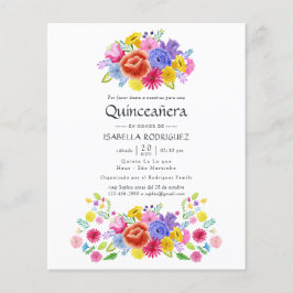 Aquarellfarben Spanische Fiesta Quinceañera Flyer