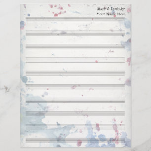 Aquarellfarben-Splash Blank Sheet Music 10 Stave