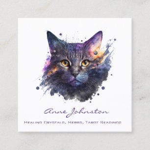 Aquarellfarben Splashes Kitty Square Business Card Quadratische Visitenkarte