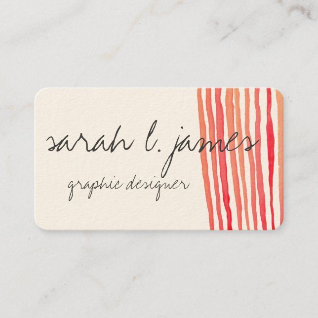 Aquarellfarben Streifen rot gestrichen Visitenkarte (Vorderseite)