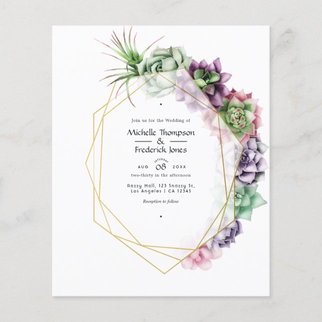 Aquarellfarben - subkutane geometrische Hochzeitse Flyer (Vorne)