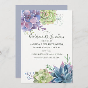 Aquarellfarben Succulents Wedding Bridesmaids Lunc Einladung