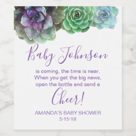 Aquarellfarben Succules Babyduschweinlabel Weinetikett