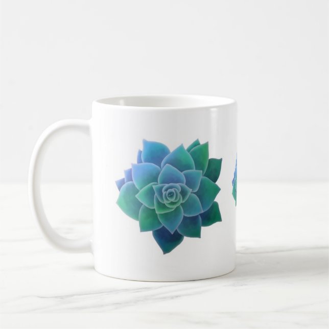 Aquarellfarben Sukkulente Klassische Tasse (Links)