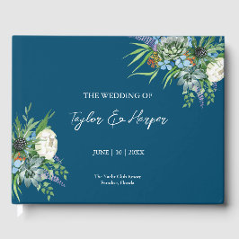 Aquarellfarben Sukkulentflora Bouquet Boho Wedding Gästebuch