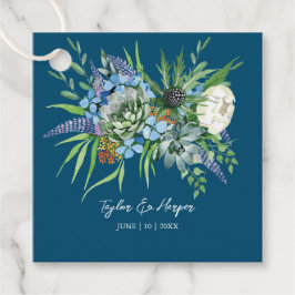 Aquarellfarben Sukkulentflora Bouquet Boho Wedding Geschenkanhänger