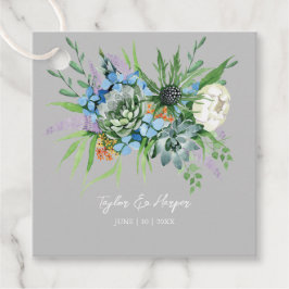 Aquarellfarben Sukkulentflora Bouquet Boho Wedding Geschenkanhänger