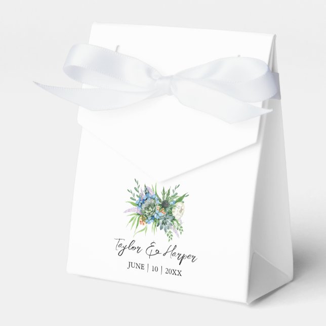 Aquarellfarben Sukkulentflora Bouquet Boho Wedding Geschenkschachtel (Vorderseite)