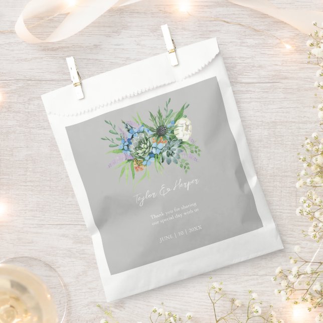 Aquarellfarben Sukkulentflora Bouquet Boho Wedding Geschenktütchen (Ausgeschnitten)