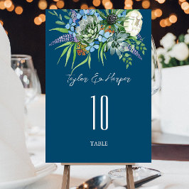 Aquarellfarben Sukkulentflora Bouquet Boho Wedding Tischnummer