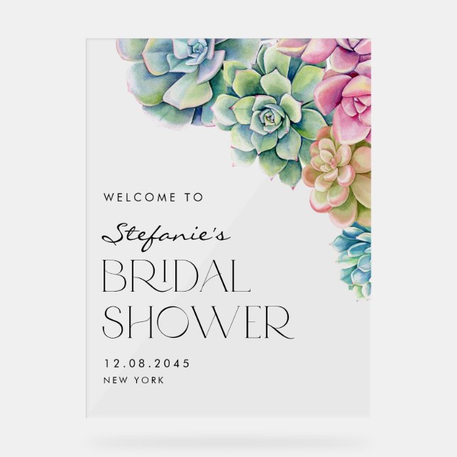 Aquarellfarben Sukkulturen Sommerliches Brautparty Acrylschild (Vorderseite)