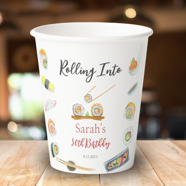 Aquarellfarben Sushi und Sashimi jedes Alter zum G Pappbecher (Von Creator hochgeladen)