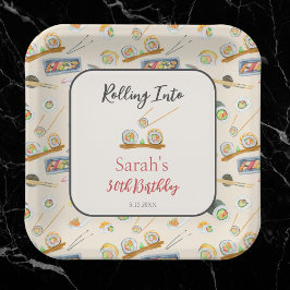 Aquarellfarben Sushi und Sashimi jedes Alter zum G Pappteller