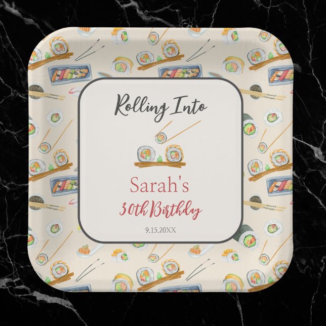 Aquarellfarben Sushi und Sashimi jedes Alter zum G Pappteller (Von Creator hochgeladen)