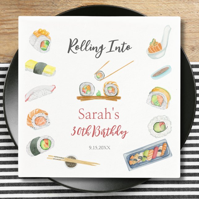 Aquarellfarben Sushi und Sashimi jedes Alter zum G Serviette (Von Creator hochgeladen)