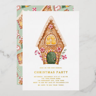 Aquarellfarben Tall Gingerbrett Weihnachtsgebäck P Folieneinladung