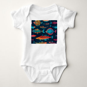 Aquarellfarben: Tief blau nahtlos Baby Strampler
