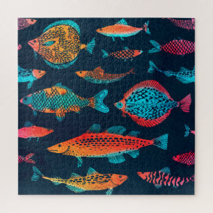 Aquarellfarben: Tief blau nahtlos Puzzle