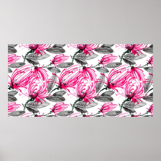 Aquarellfarben und farbige Abbildung der roten Blu Poster (Vorne)