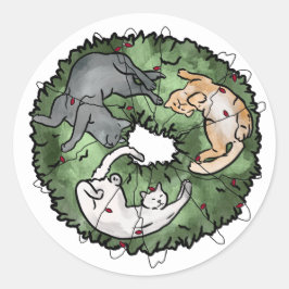 Aquarellfarben und grün Weihnachten Runder Aufkleber