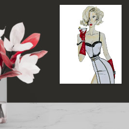 Aquarellfarben-Vintages Button-Up-Modell Poster