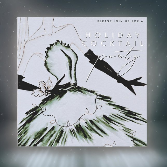 Aquarellfarben Vogue Fashion Holiday Cocktail Part Einladung (Von Creator hochgeladen)